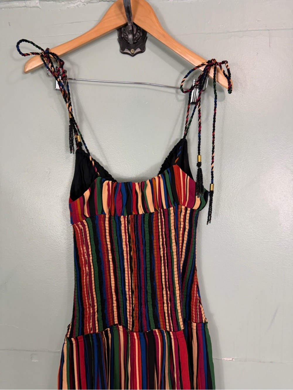 Farm Rio Pipa Stripes Midi Dress Rainbow Smocked Sundress Small - Picture 10 of 10